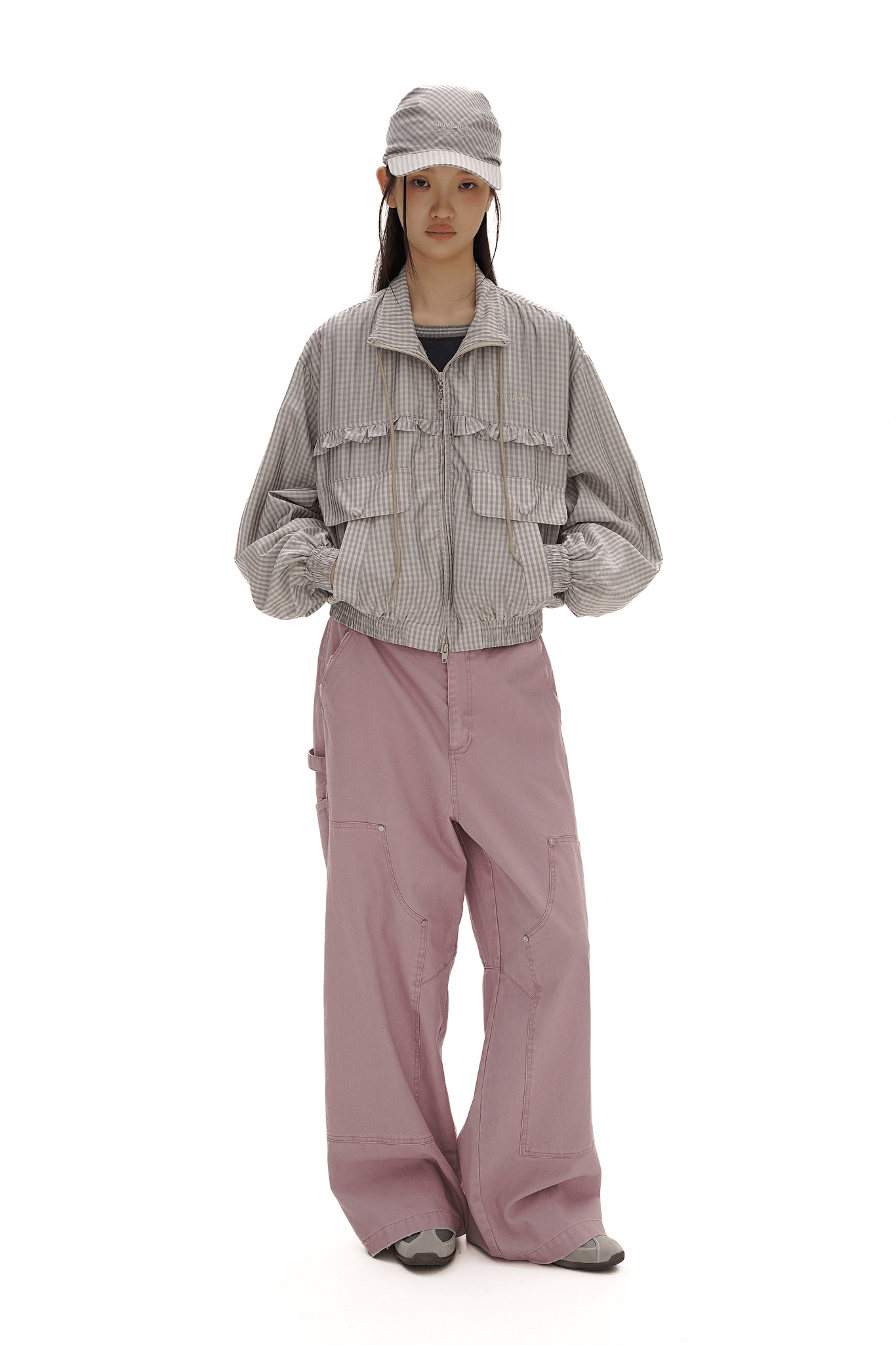 Vintage Plaid Ruffle Trim Drawstring Jacket - COPPING THREADS - MOROMORO