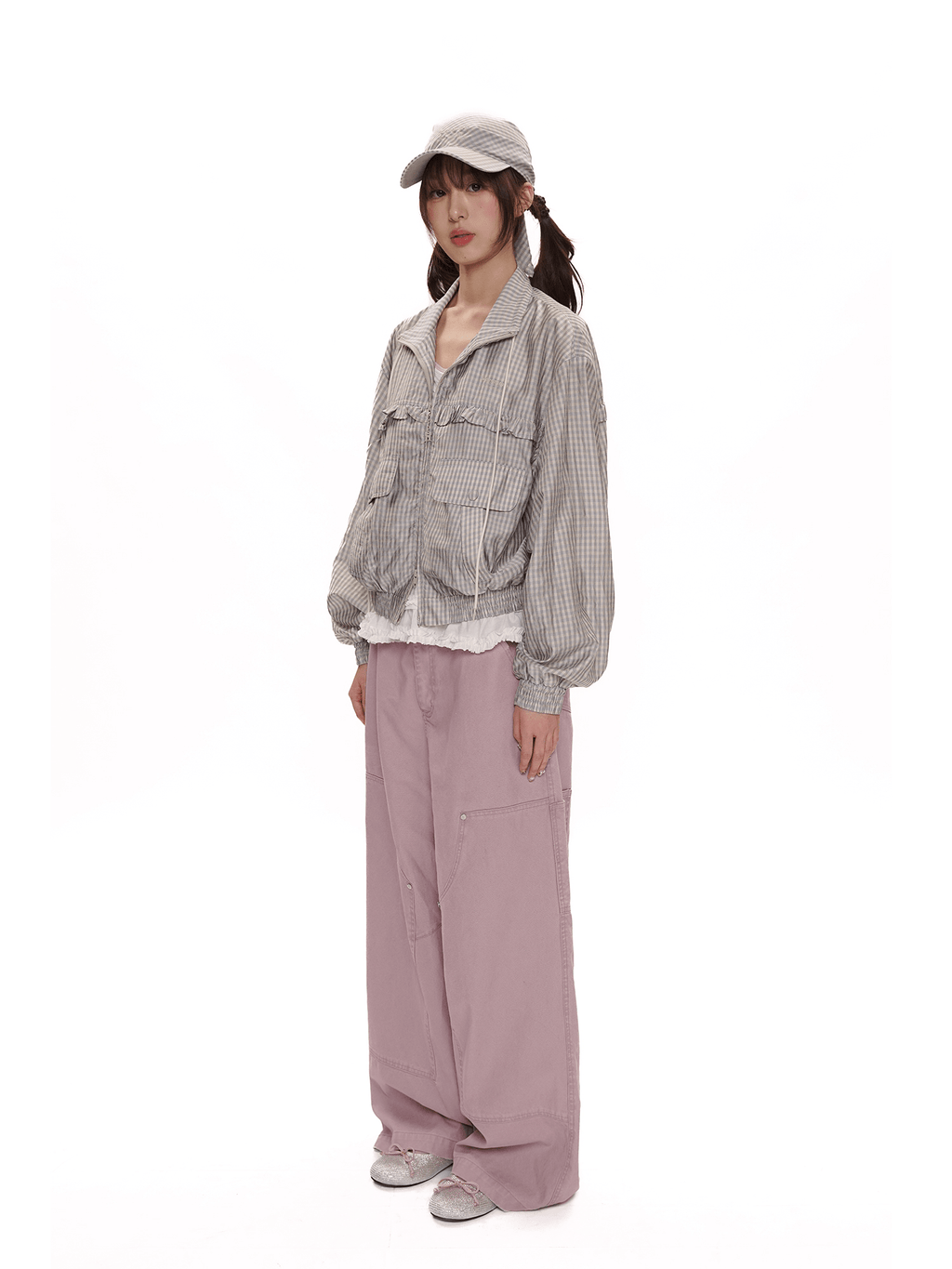 Vintage Plaid Ruffle Trim Drawstring Jacket - COPPING THREADS - MOROMORO