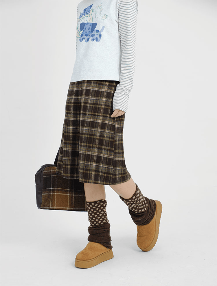 Vintage Plaid Wool - Blend Fleece Shorts - COPPING THREADS - CT Coquette