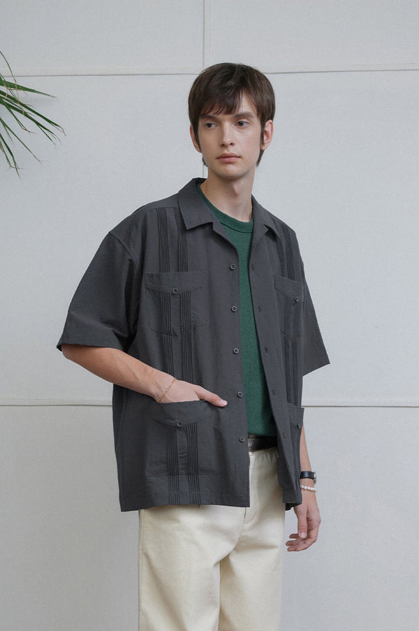 Vintage Pleated Hawaiian Style Short Sleeve Shirt - COPPING THREADS - CT Select