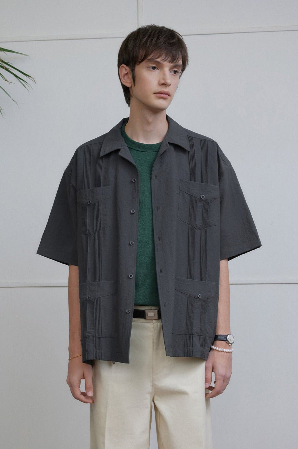 Vintage Pleated Hawaiian Style Short Sleeve Shirt - COPPING THREADS - CT Select