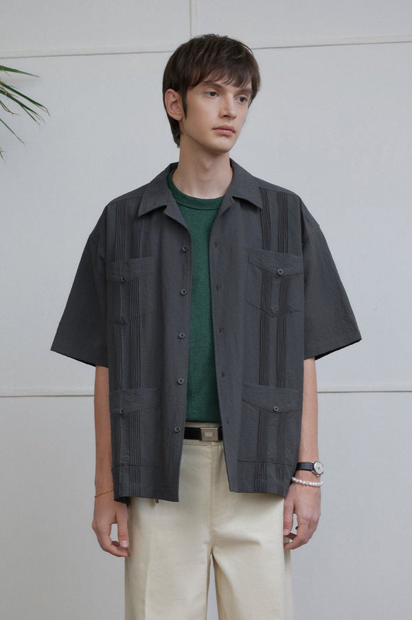 Vintage Pleated Hawaiian Style Short Sleeve Shirt - COPPING THREADS - CT Select