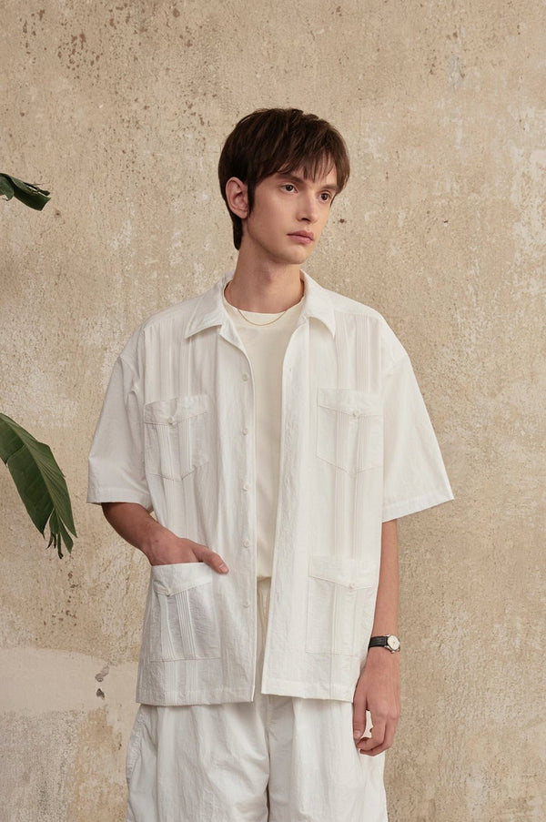 Vintage Pleated Hawaiian Style Short Sleeve Shirt - COPPING THREADS - CT Select