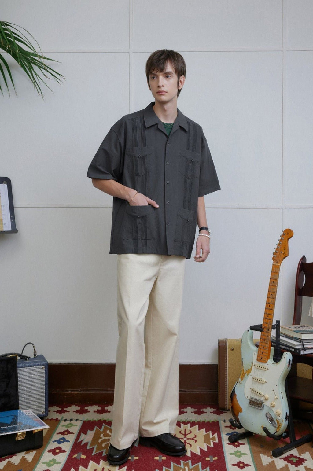 Vintage Pleated Hawaiian Style Short Sleeve Shirt - COPPING THREADS - CT Select