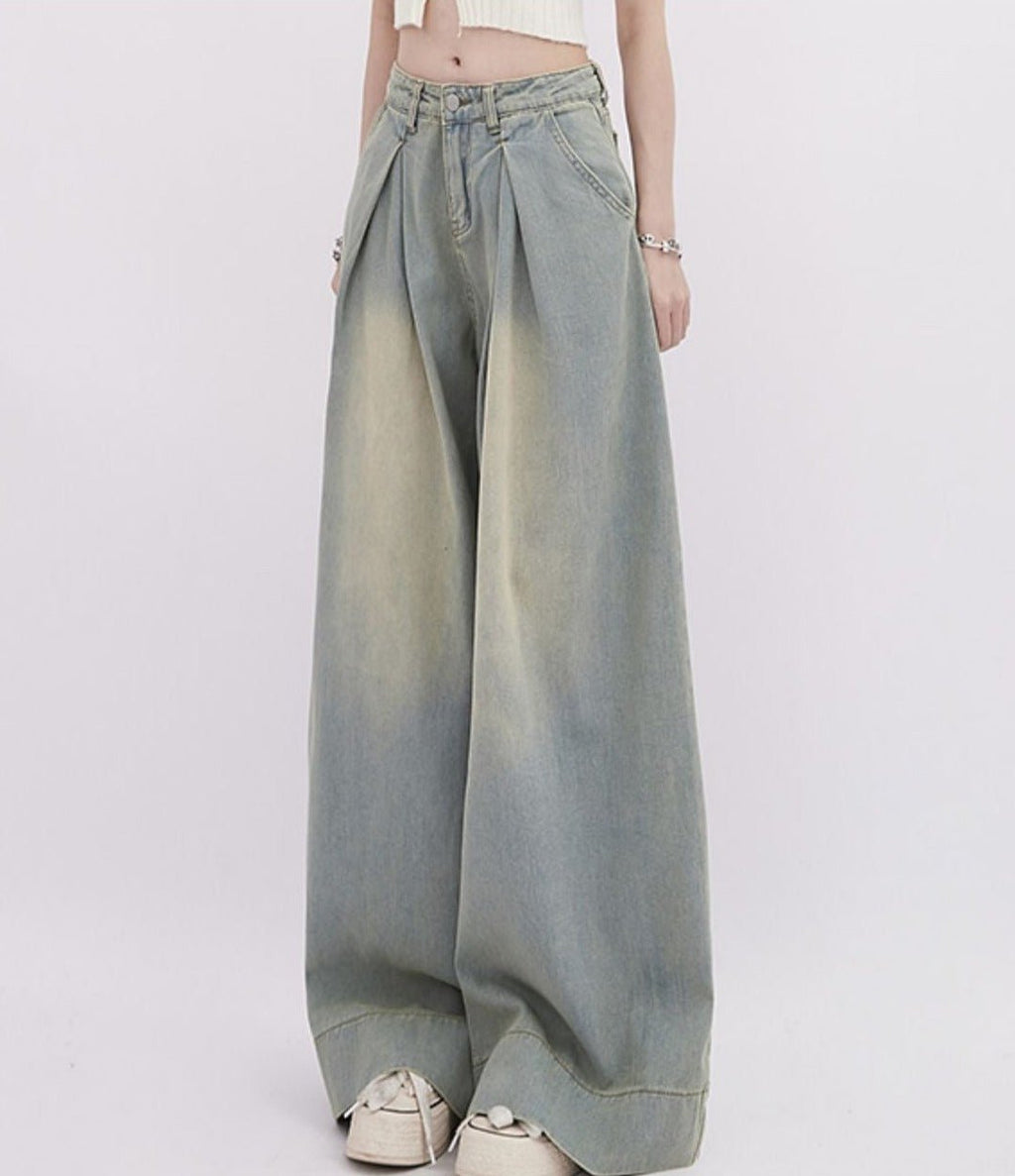 Vintage Pleated Washed Wide - Leg Denim - COPPING THREADS - RAYOHOPP