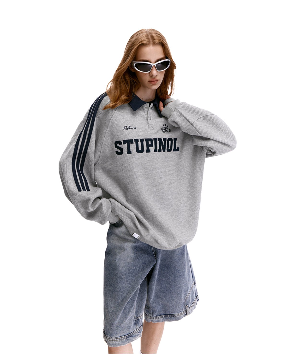 Vintage Polo Collar Waffle Jersey Sweatshirt - COPPING THREADS - CHICISLAND