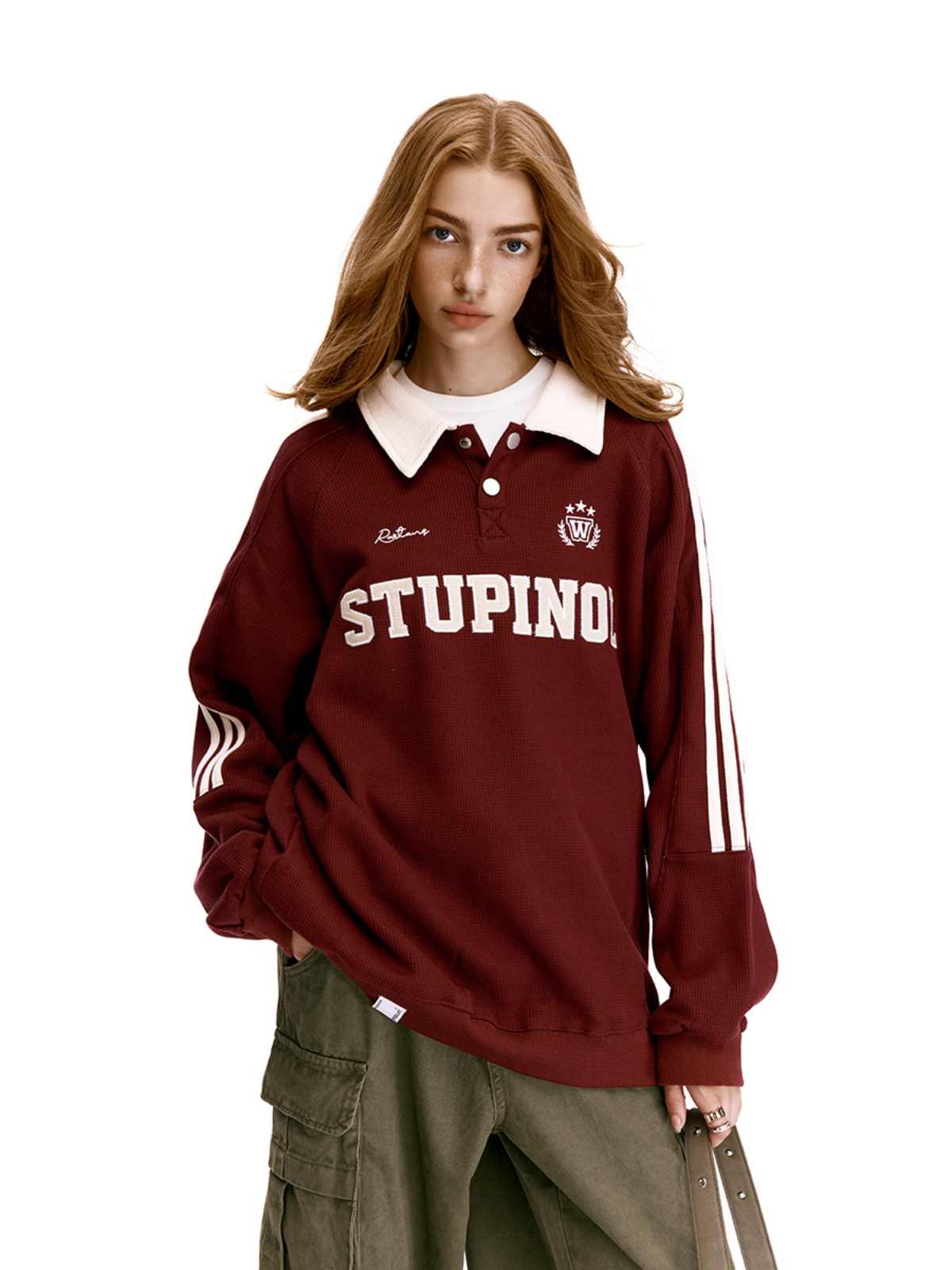 Vintage Polo Collar Waffle Jersey Sweatshirt - COPPING THREADS - CHICISLAND Hauptbild