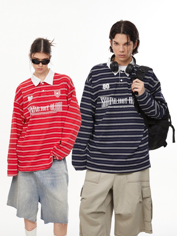 Vintage Preppy Striped Long Sleeve Tee - COPPING THREADS - CHICISLAND