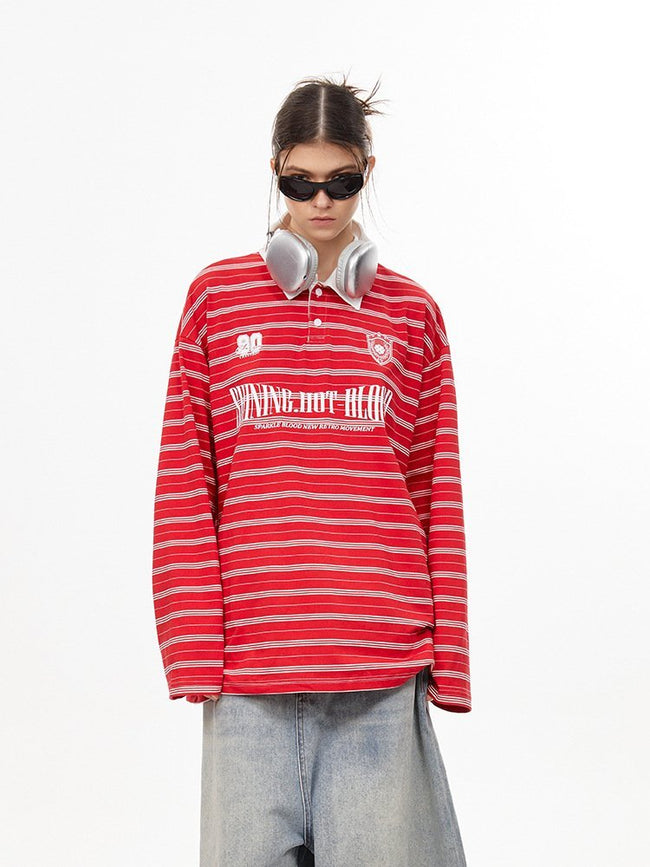 Vintage Preppy Striped Long Sleeve Tee - COPPING THREADS - CHICISLAND Hover Image