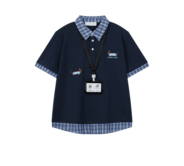 Vintage Puppy Embroidered Plaid Polo Tee - COPPING THREADS - CT Coquette