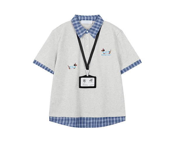 Vintage Puppy Embroidered Plaid Polo Tee - COPPING THREADS - CT Coquette