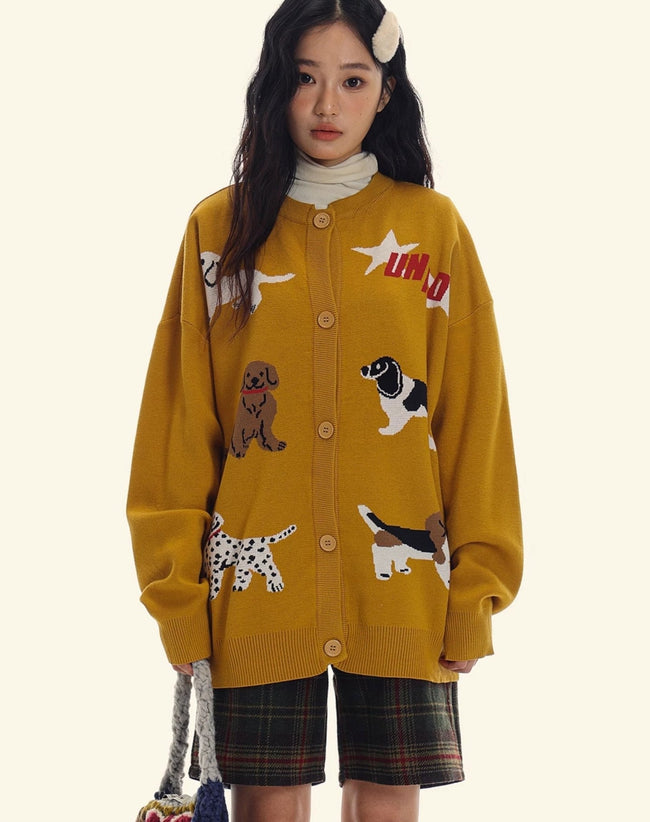 Vintage Puppy Knit Cardigan - COPPING THREADS - CHICISLAND Hover Image