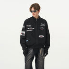 Vintage Racing Elements Embroidered Stand Collar Jacket - COPPING THREADS - Harsh and Cruel