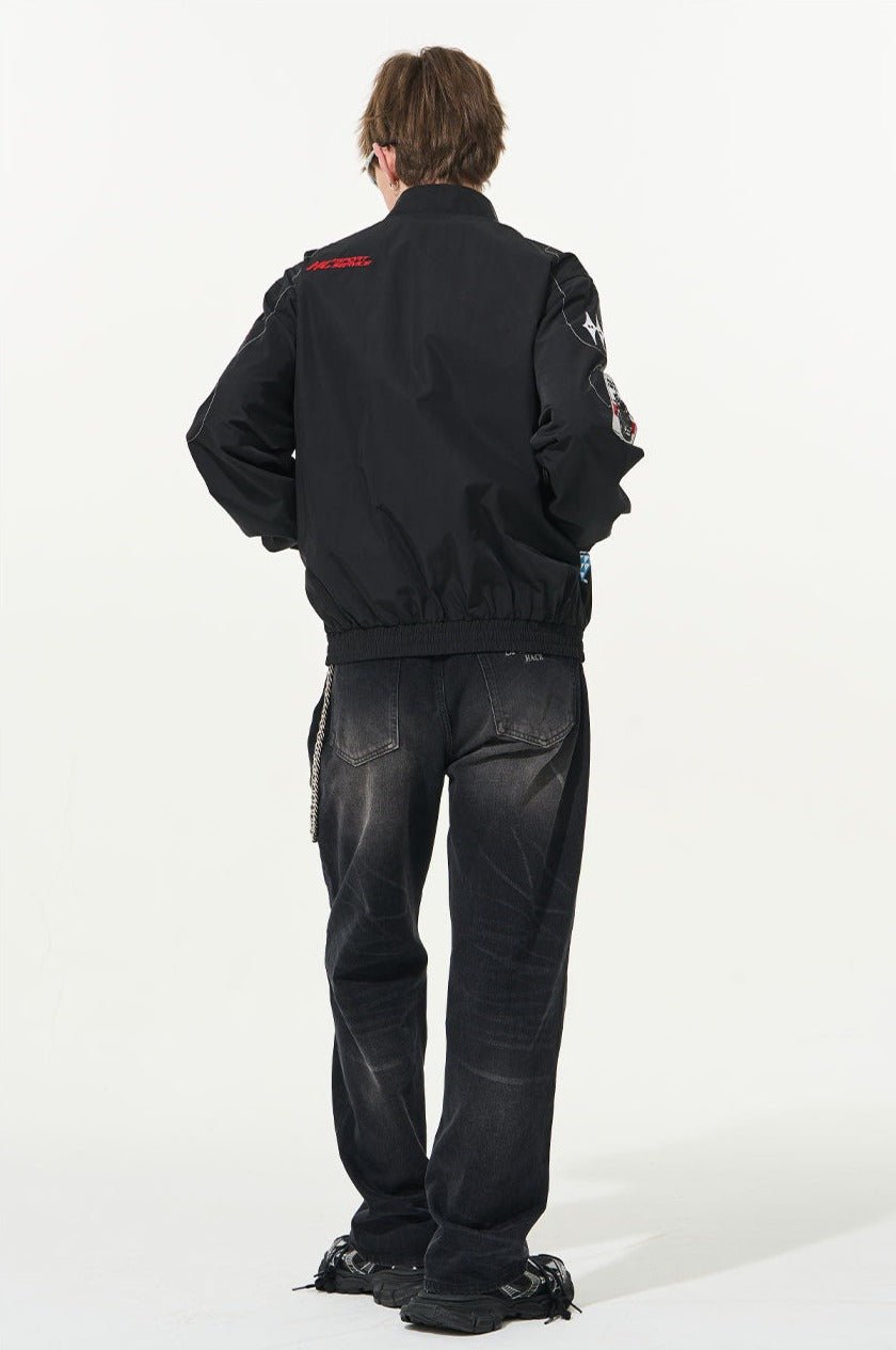 Vintage Racing Elements Embroidered Stand Collar Jacket - COPPING THREADS - Harsh and Cruel