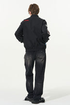 Vintage Racing Elements Embroidered Stand Collar Jacket - COPPING THREADS - Harsh and Cruel