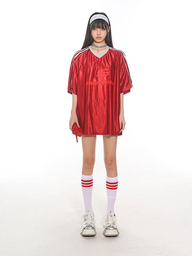 Vintage Satin Streifen Sport Jersey T-Shirt Main Image