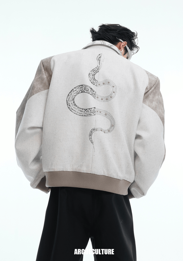 Vintage Snake - Print Deconstructed Bomber Jacket - COPPING THREADS - ArguE CulturE