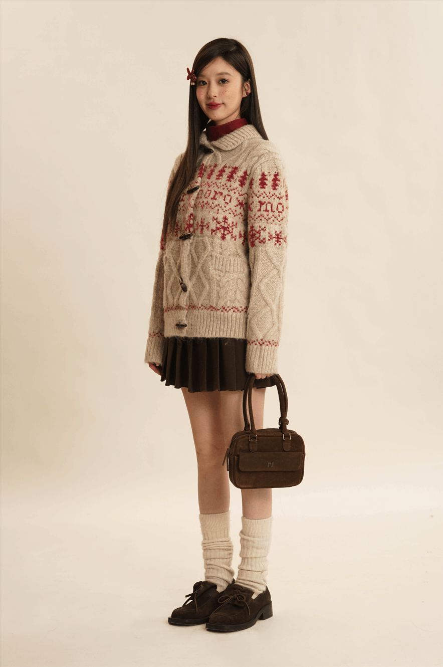 Vintage Snowflake Pattern Cable Knit Cardigan - COPPING THREADS - MOROMORO