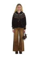 Vintage Star and Snowflake Pattern Fair Isle Knit Cardigan Hooded Sweater - COPPING THREADS - MOROMORO