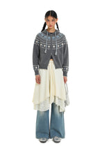 Vintage Star and Snowflake Pattern Fair Isle Knit Cardigan Hooded Sweater - COPPING THREADS - MOROMORO