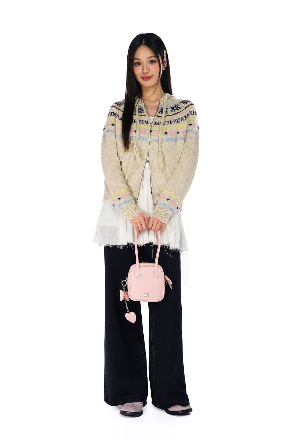 Vintage Star and Snowflake Pattern Fair Isle Knit Cardigan Hooded Sweater - COPPING THREADS - MOROMORO