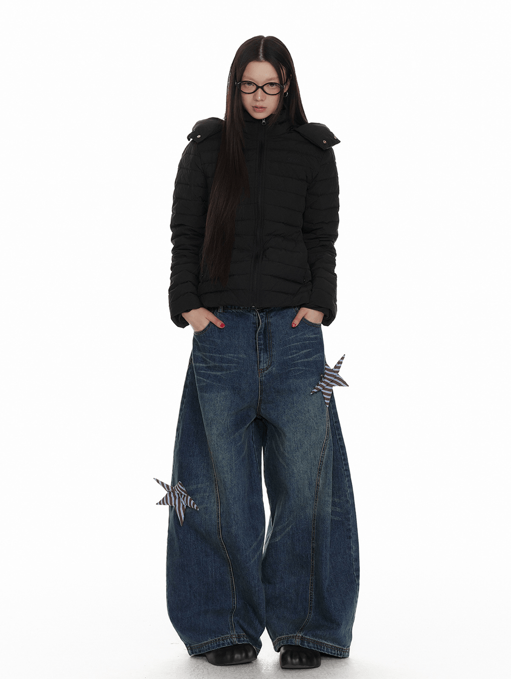 Vintage Star Patch Wide - Leg Denim - COPPING THREADS - Jikoo