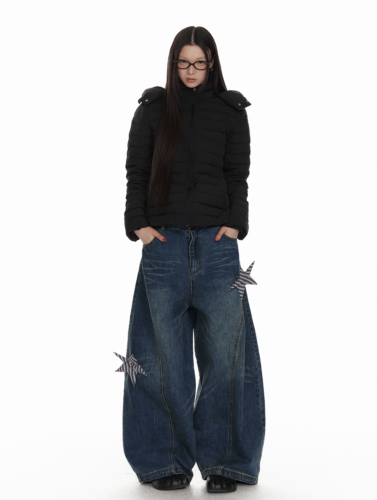 Vintage Star Patch Wide - Leg Denim - COPPING THREADS - Jikoo