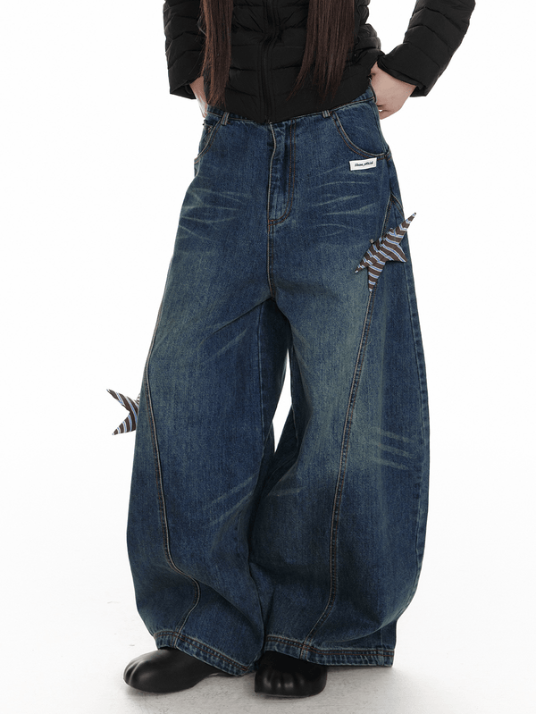 Vintage Star Patch Wide - Leg Denim - COPPING THREADS - Jikoo