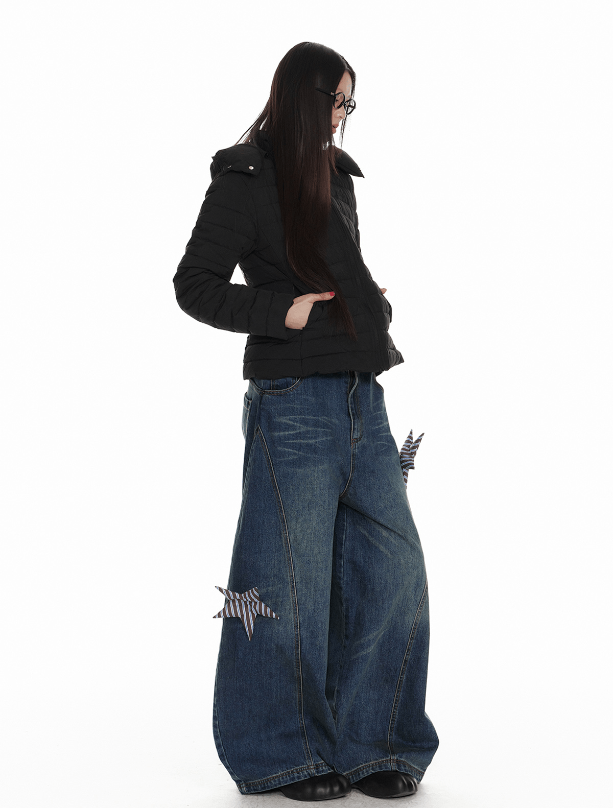 Vintage Star Patch Wide - Leg Denim - COPPING THREADS - Jikoo