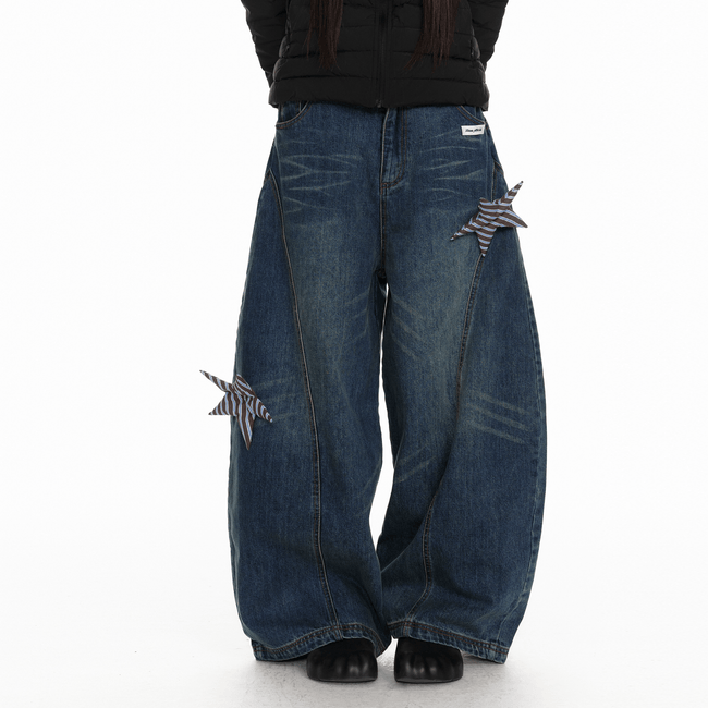 Vintage Star Patch Wide - Leg Denim - COPPING THREADS - Jikoo Hover Image
