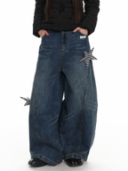 Vintage Star Patch Wide - Leg Denim - COPPING THREADS - Jikoo