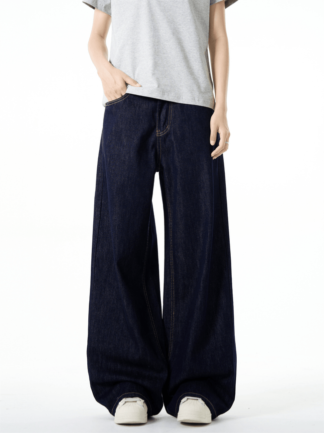 Vintage Straight Fit Wide-Leg Denim Jeans Main Image