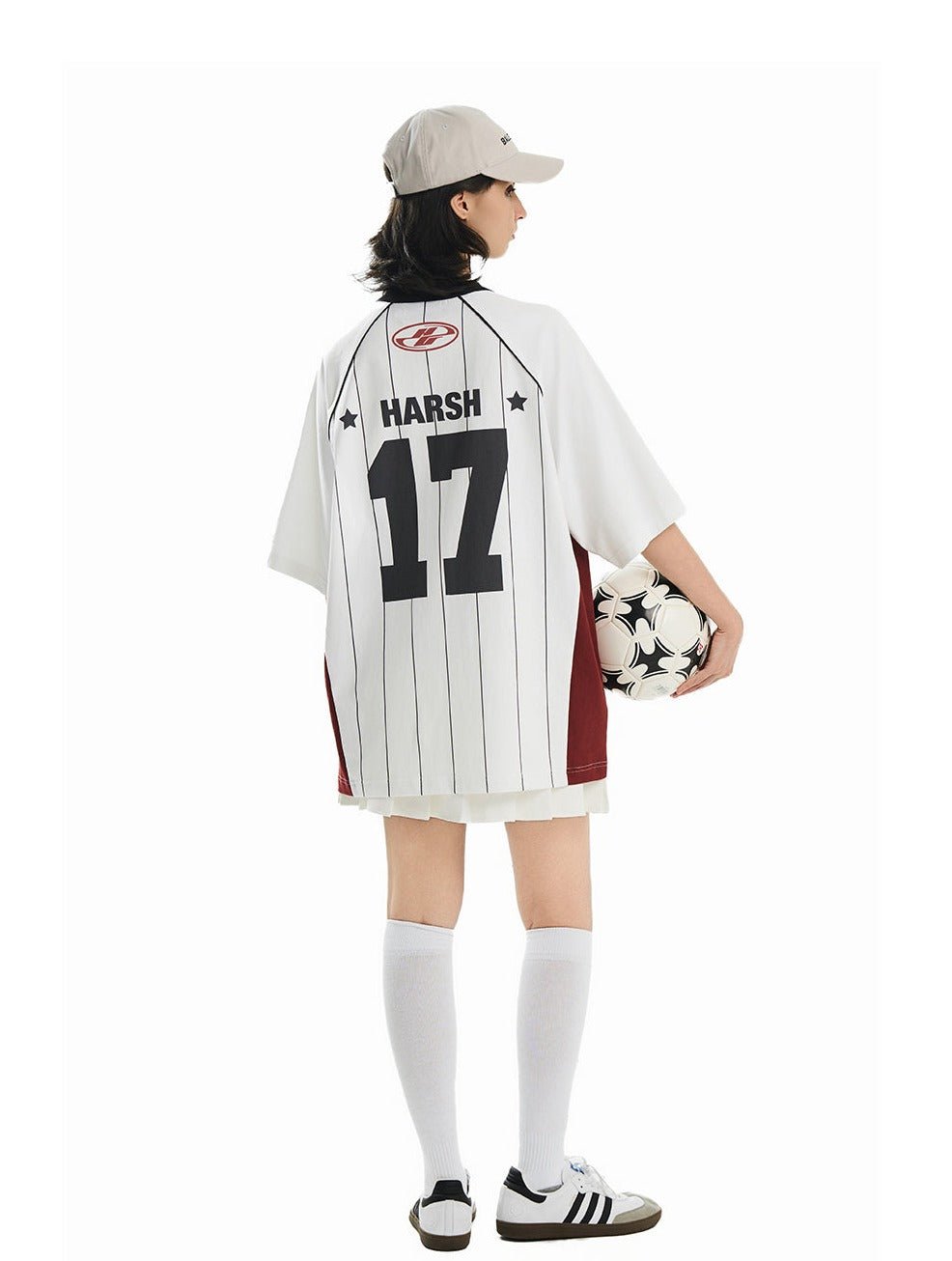 Vintage gestreiftes Patchwork Raglan Jersey T-Shirt  Zweitbild