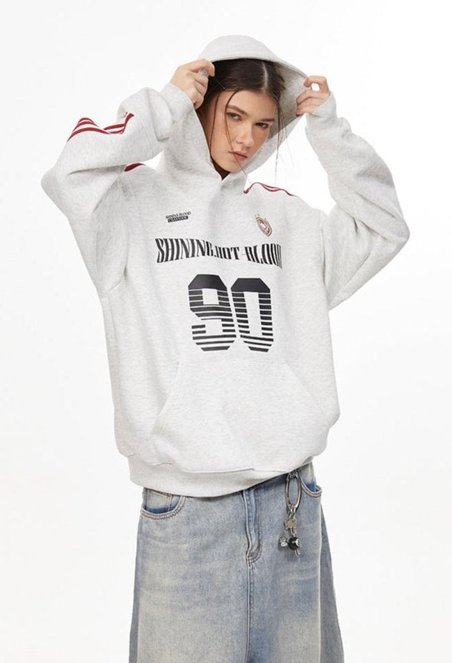 Vintage Striped Sleeve Jersey Hoodie Main Image