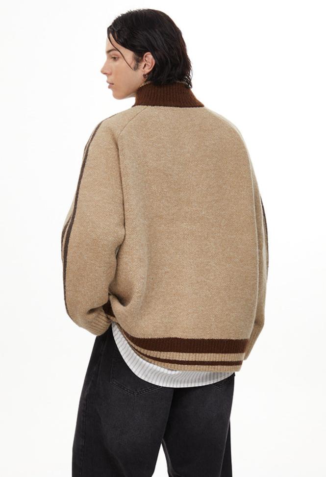 Vintage Striped Sleeve Zip - Up Cardigan - COPPING THREADS - CHICISLAND