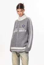 Vintage Striped Sleeve Zip - Up Cardigan - COPPING THREADS - CHICISLAND