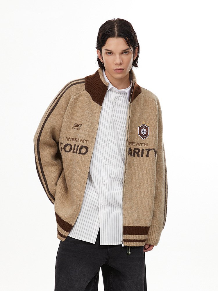 Vintage Striped Sleeve Zip - Up Cardigan - COPPING THREADS - CHICISLAND Hauptbild