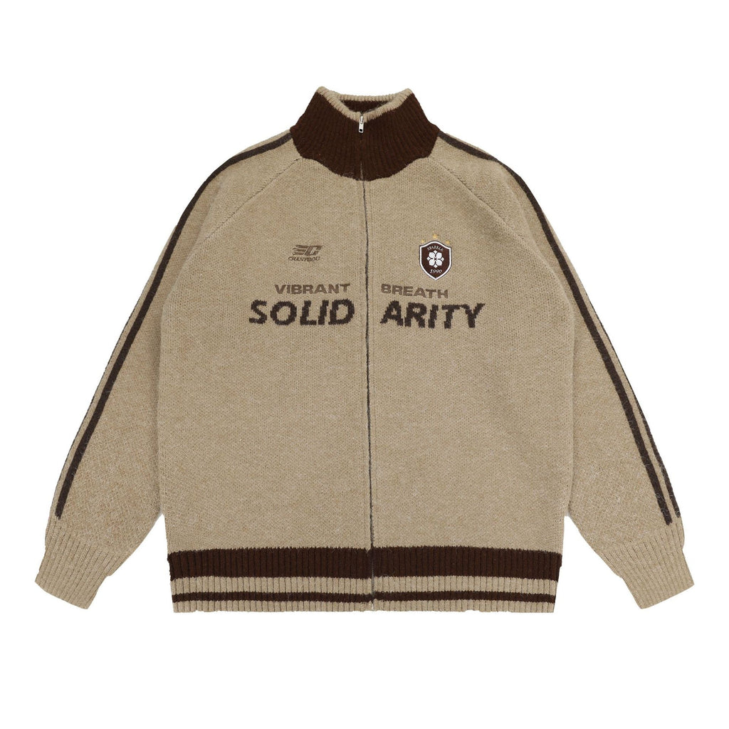 Vintage Striped Sleeve Zip - Up Cardigan - COPPING THREADS - CHICISLAND