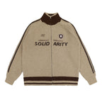 Vintage Striped Sleeve Zip - Up Cardigan - COPPING THREADS - CHICISLAND