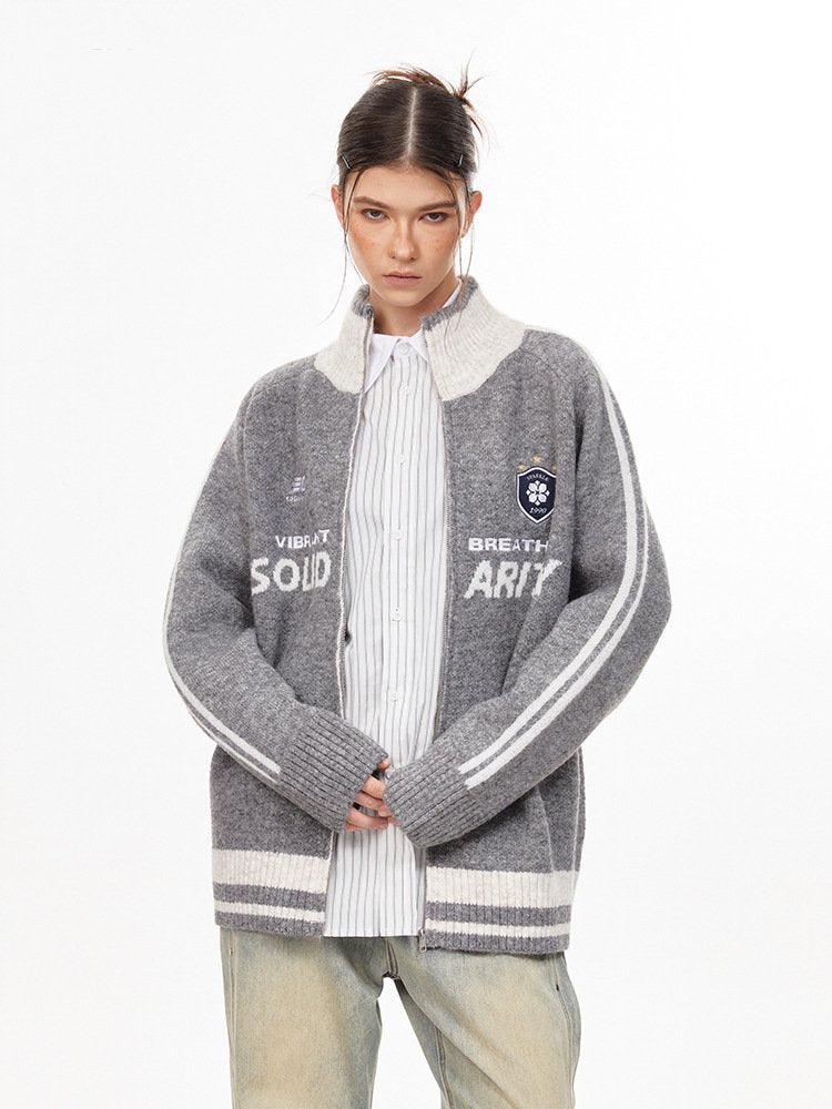 Vintage Striped Sleeve Zip - Up Cardigan - COPPING THREADS - CHICISLAND