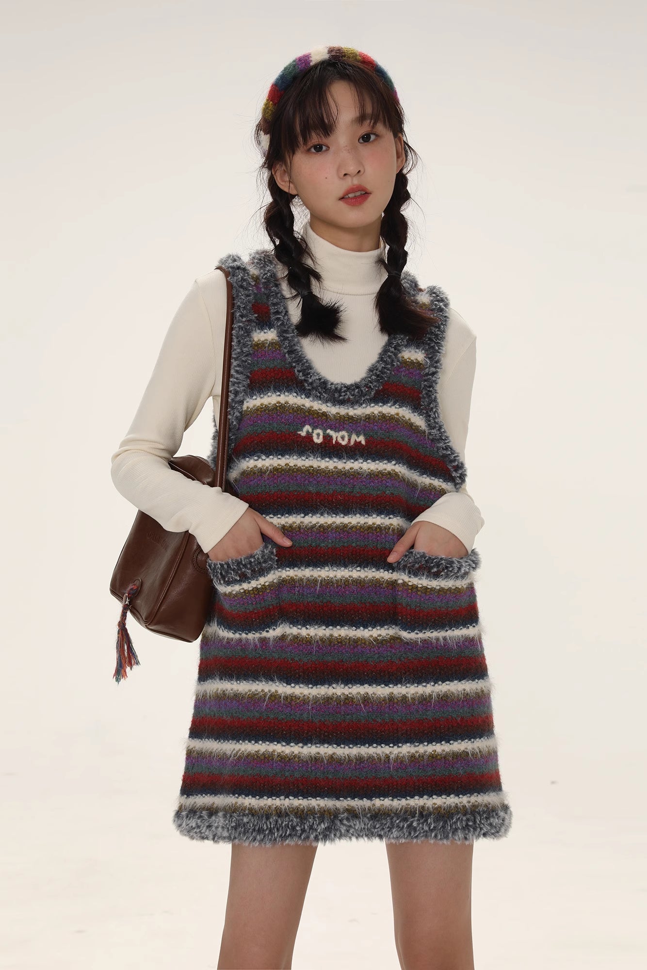 Vintage Striped Sleeveless Midi Dress Secondary image