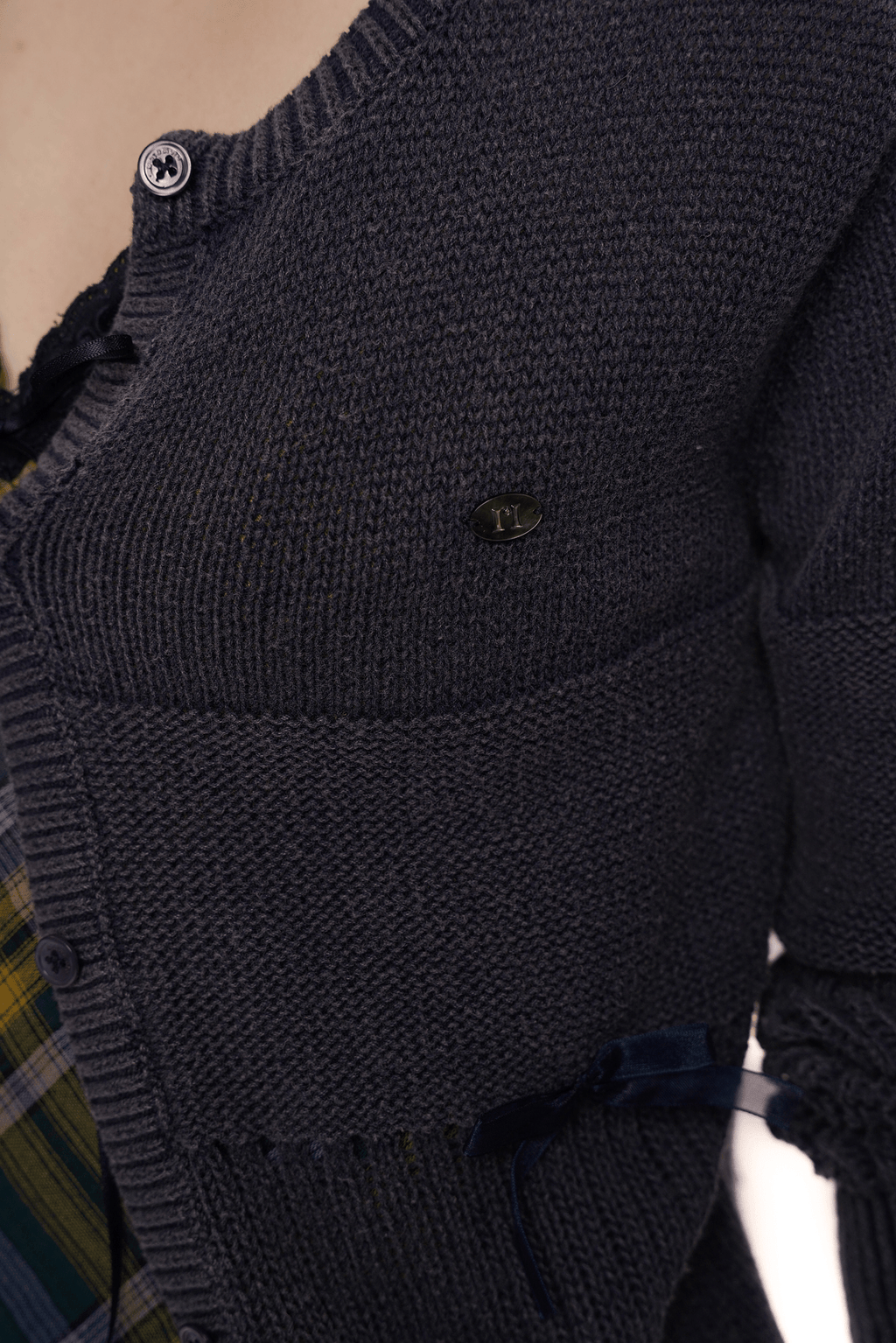 Vintage Textured V - Neck Cardigan - COPPING THREADS - MOROMORO