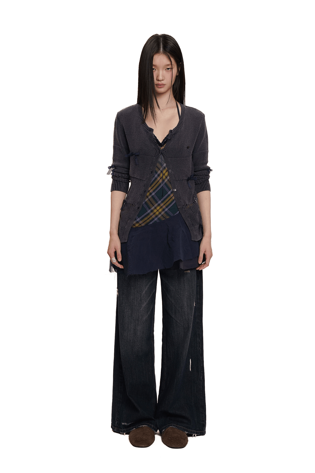 Vintage Textured V - Neck Cardigan - COPPING THREADS - MOROMORO