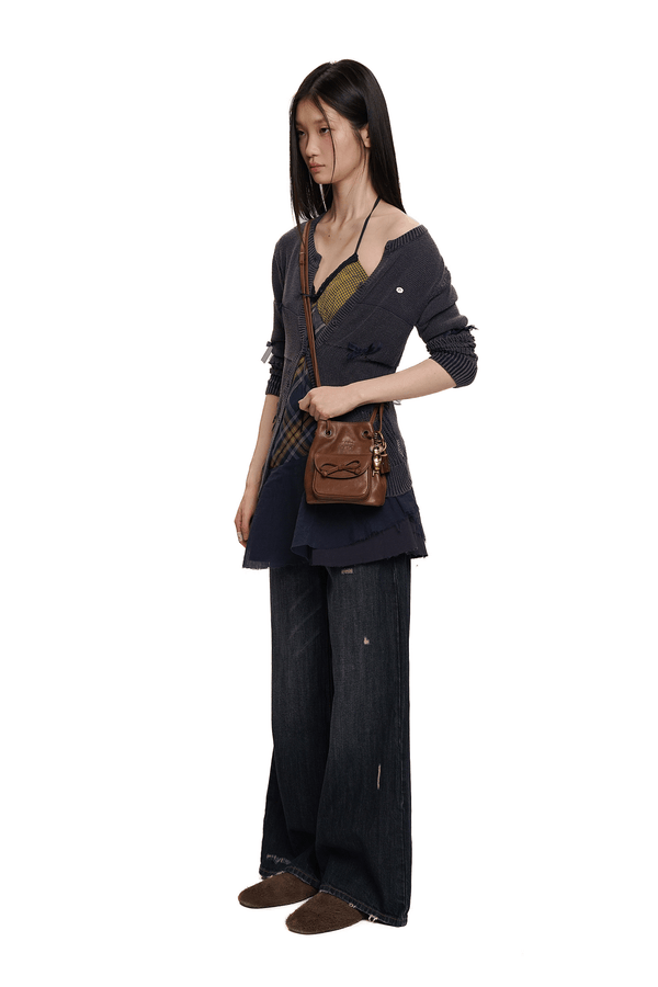 Vintage Textured V - Neck Cardigan - COPPING THREADS - MOROMORO