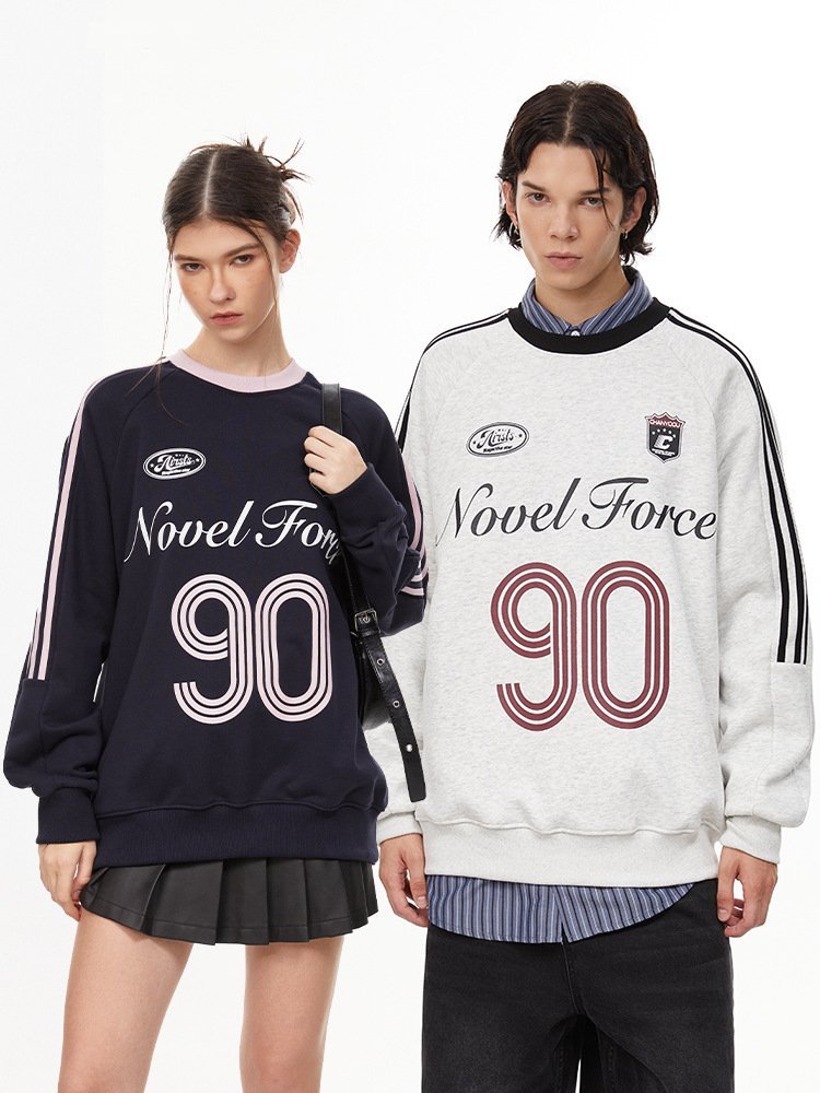 Vintage Three - Stripe Letter Print Jersey Sweatshirt - COPPING THREADS - CHICISLAND