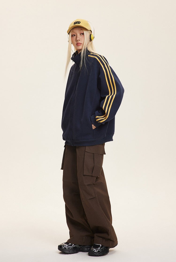 Vintage Three - Stripes Zip - Up Sweatshirt Jacket - COPPING THREADS - CATTEE