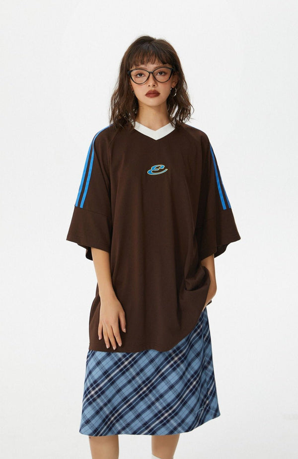 Vintage Triple - Stripe Sleeve Oversized Tee - COPPING THREADS - CHICISLAND