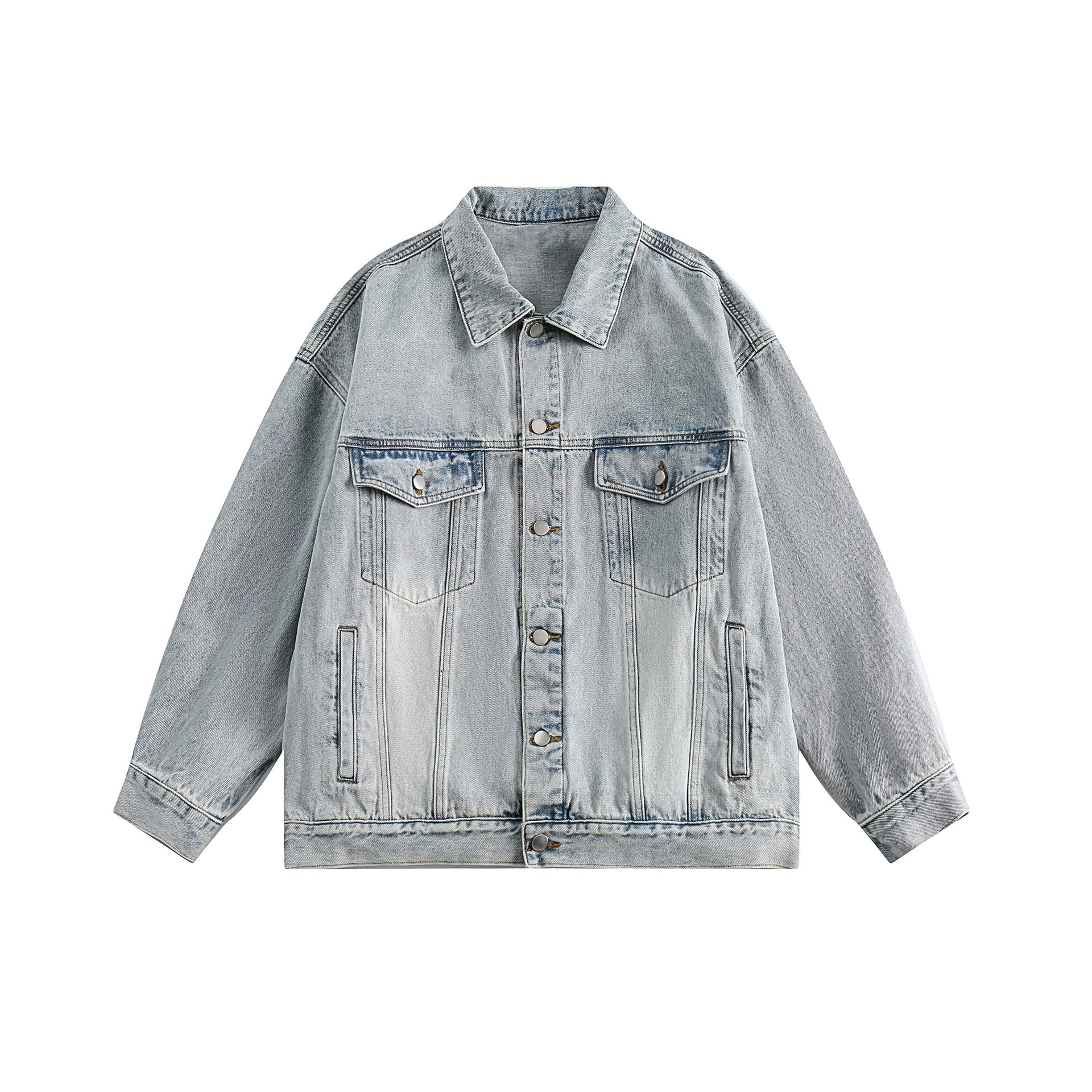 Vintage Turn - down Collar Distressed Denim Jacket - COPPING THREADS - CATTEE