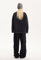 Vintage Turn - down Collar Distressed Denim Jacket - COPPING THREADS - CATTEE