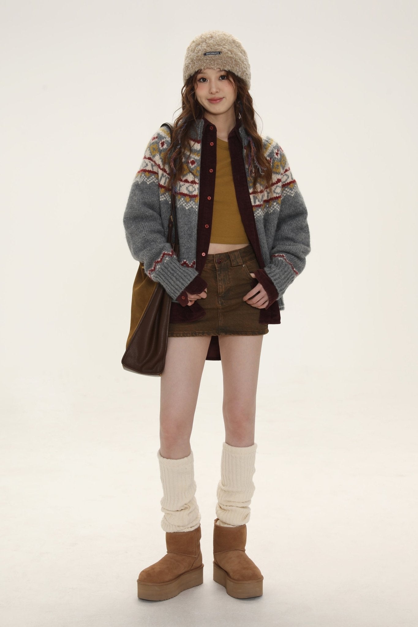 Vintage Turtleneck Fair Isle Knit Cardigan Sweater - COPPING THREADS - MOROMORO